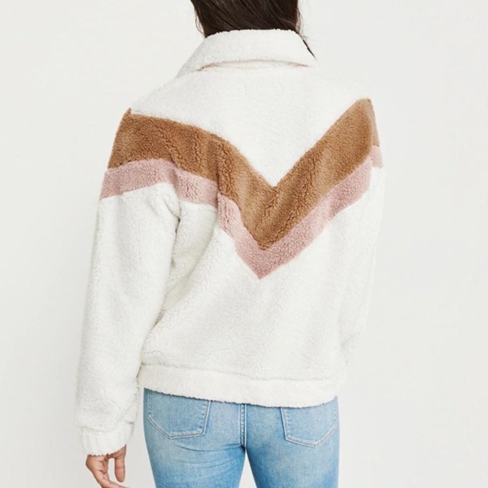 Pink White Fleece Pullover Sherpa Quarterzip - Picture 3 of 5